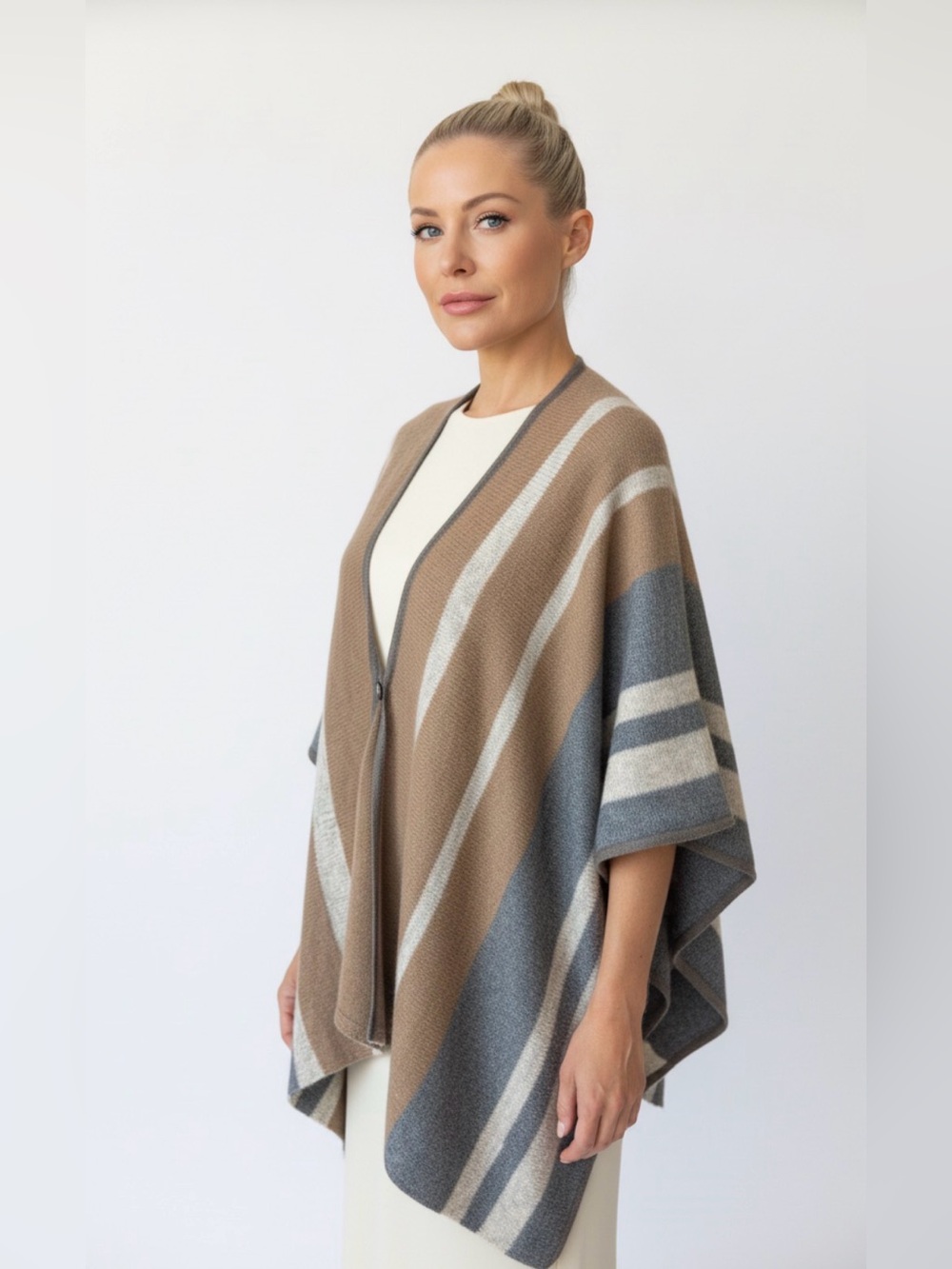 LOFT wool/ rabbit hair blend neutral poncho